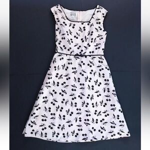 Pale Pink Cherry Print Dress Size 6 Coquette Feminine Rockabilly Retro Twee